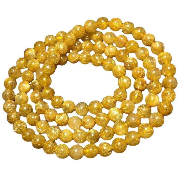 108 golden rutilated quartz beads layered bracelet necklace