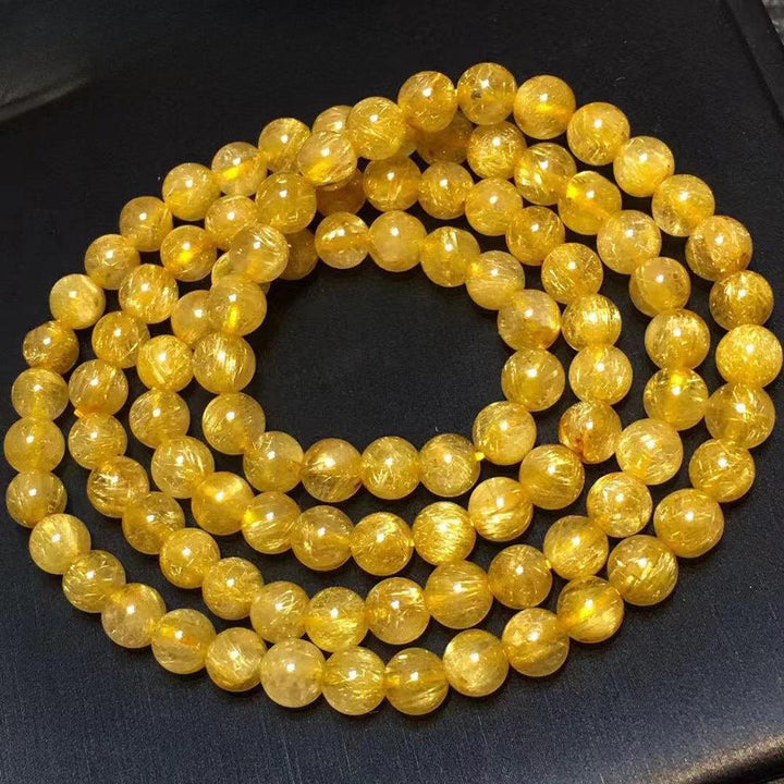 108 golden rutilated quartz beads layered bracelet necklace