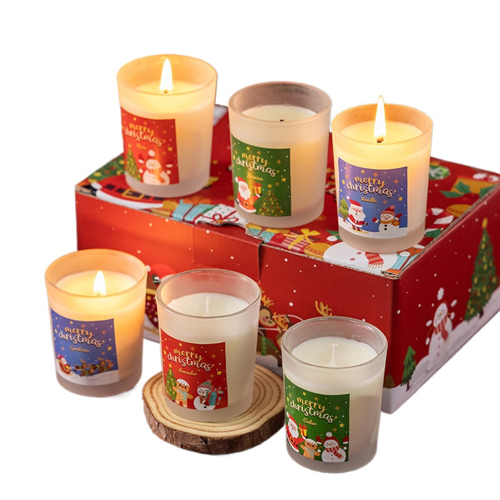 2024 christmas 6pcs glass soy wax scented candle gift box