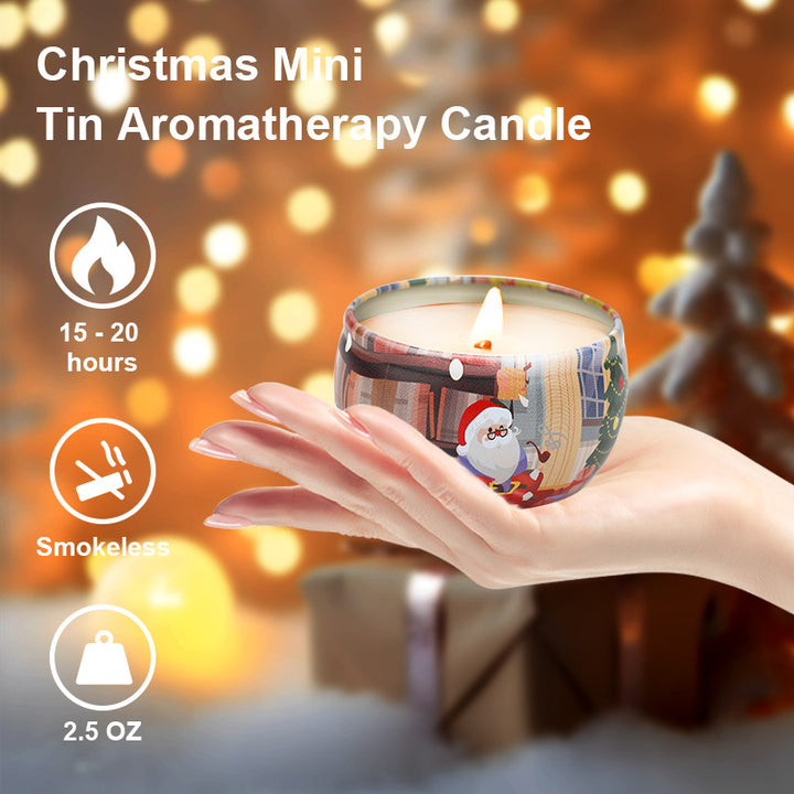 details of 2024 christmas gift tin aromatherapy scented candle gift box