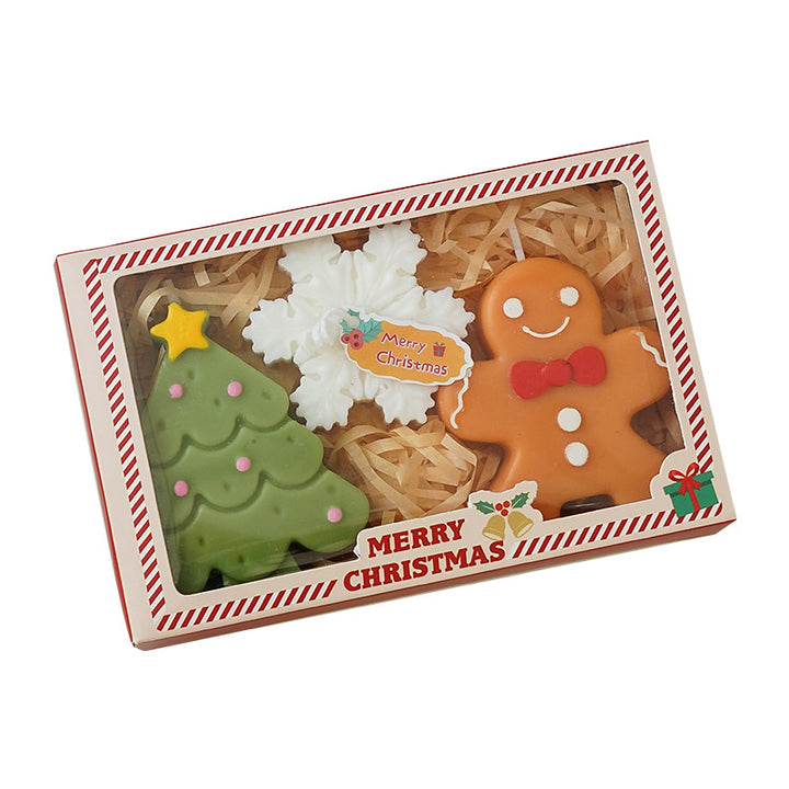 2024 christmas tree snowflake and gingerbread man scented candle gift box