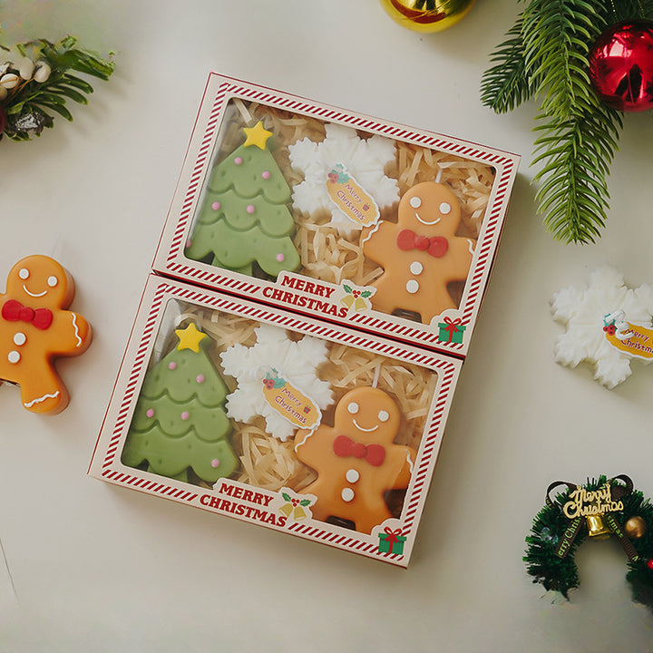 2024 christmas tree snowflake and gingerbread man scented candle gift box