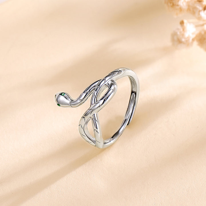 2025 new year of snake 925 silver open protection ring