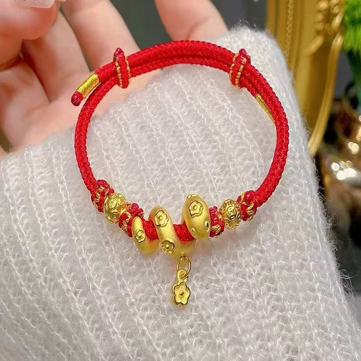 2025 snake year coiled snake red string harmony braided bracelet