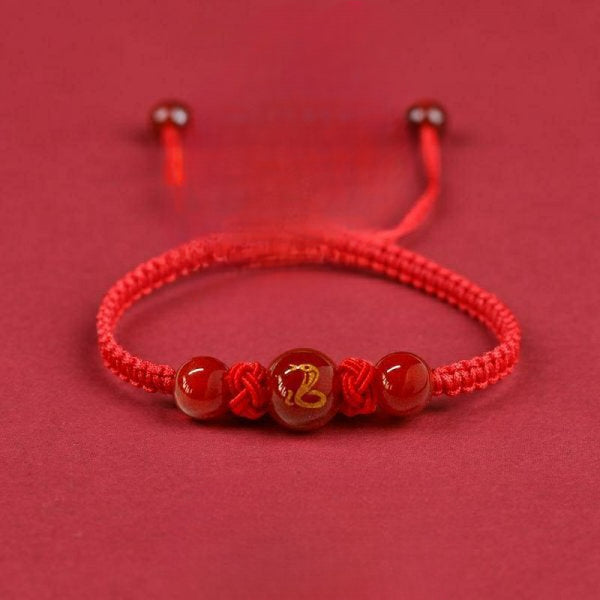 2025 year of snake handmade red string protection braided bracelet