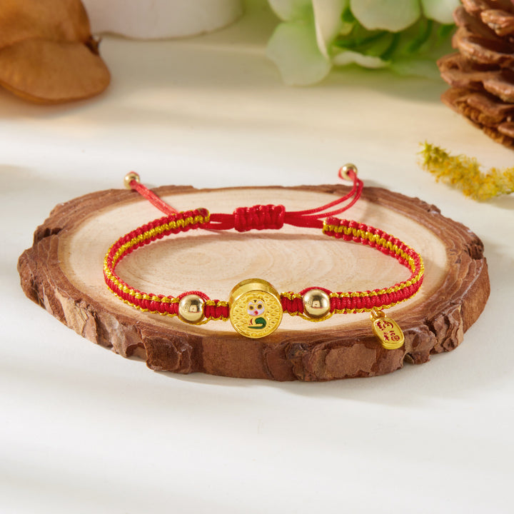 2025 year of snake handmade red string protection braided bracelet