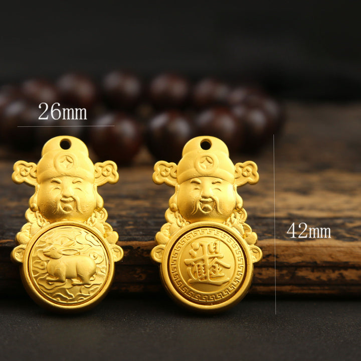 2025 year of snake zodiac and wealth god keychain pendant size