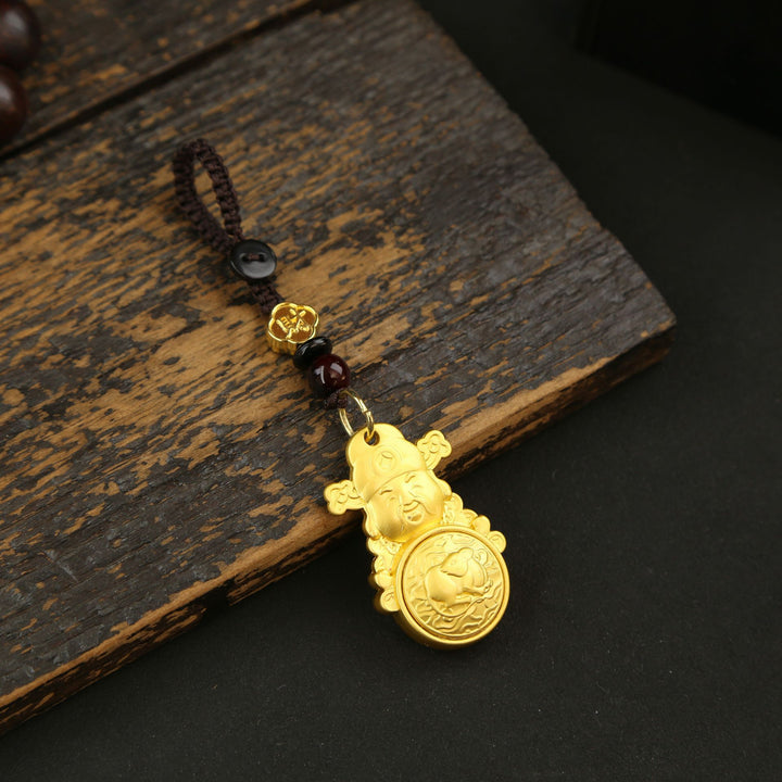 2025 year of snake zodiac and wealth god keychain pendant