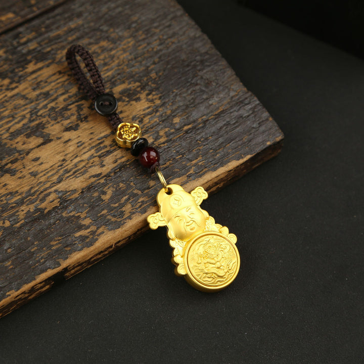 2025 year of snake zodiac and wealth god keychain pendant