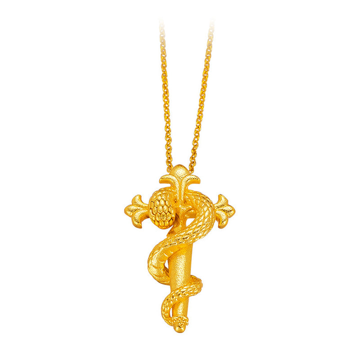 2025 year of the snake brass spirit snake scepter energy pendant