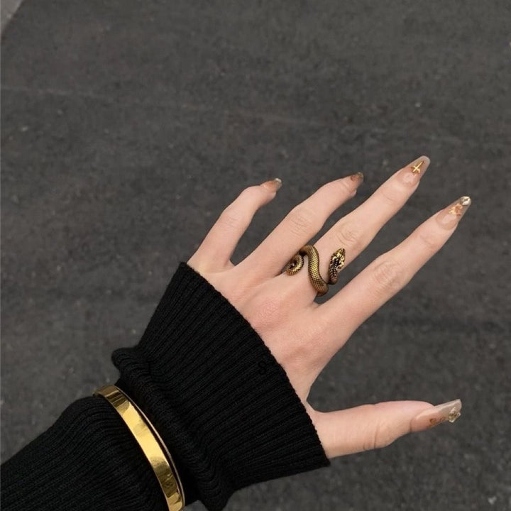 2025 year of the snake gold punk adjustable protection ring