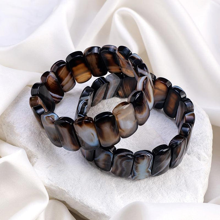 22mm agate bamboo strap crystal bracelet