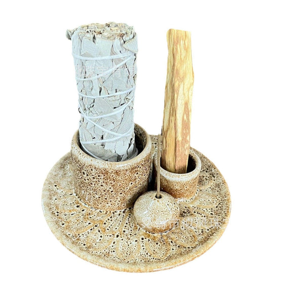 3-in-1-multicolor ceramic incense burner base burning tray