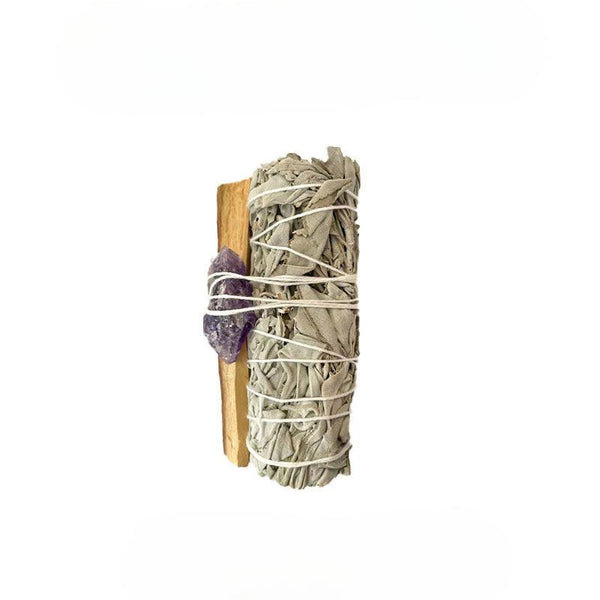 4 inch white sage smudge sticks mixed palo santo crystals