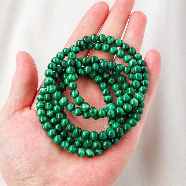 6mm malachite beaded crystal bracelet