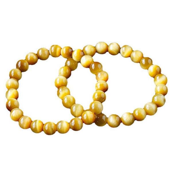 8mm golden tigers eye round bead crystal bracelet