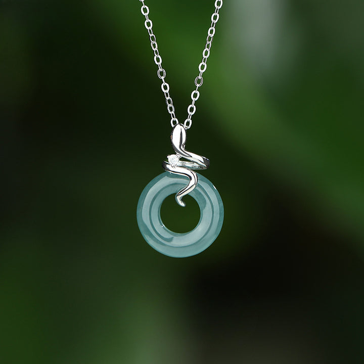 925 sterling silver hetian jade year of the snake halcyon blessing necklace