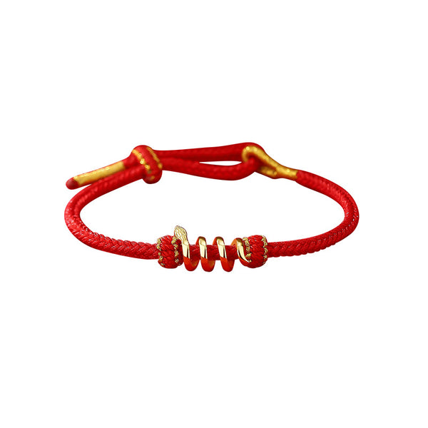 925 sterling silver year of snake red string lucky braided bracelet