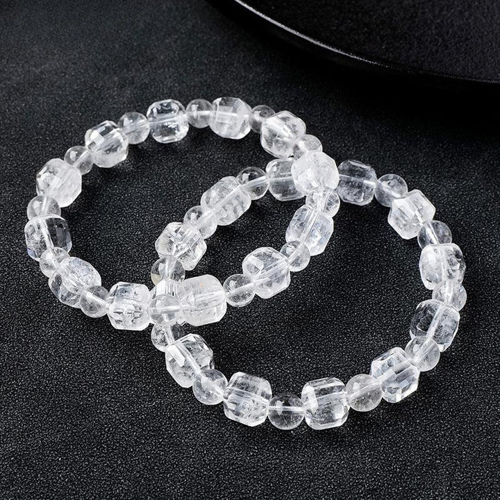 9mm clear quartz crystal sugar cube beaded bracelet