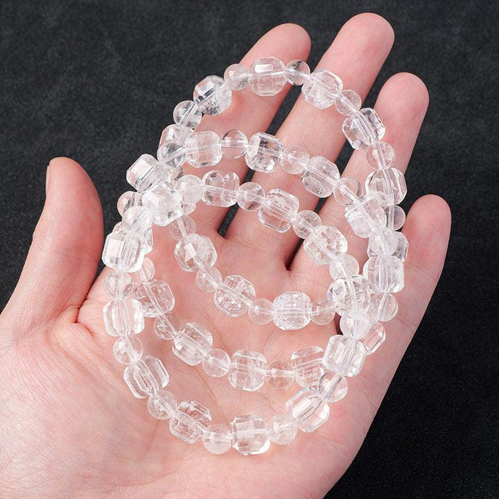 9mm clear quartz crystal sugar cube beaded bracelet