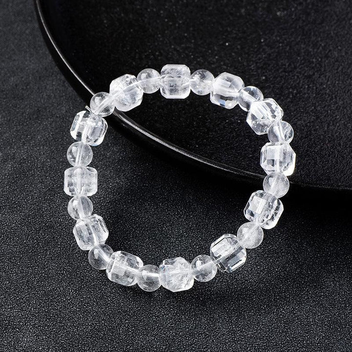 9mm clear quartz crystal sugar cube beaded bracelet