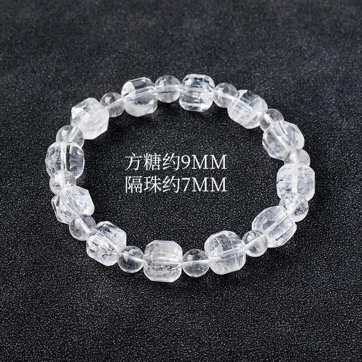 9mm clear quartz crystal sugar cube beaded bracelet