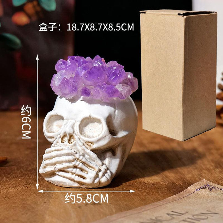 size of amethyst cluster halloween skull decor 3 sets