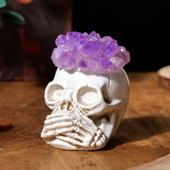 amethyst cluster halloween skull decor single