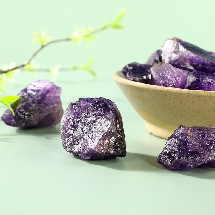 amethyst raw crystal stone aroma diffuser home decoration on the table