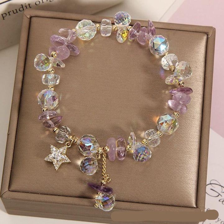 details of amethyst star healing and energy crystal bracelet