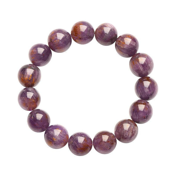 aurora purple titanium quartz round beads bracelet