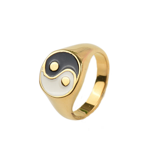 bagua yin yang stainless steel feng shui energy balance ring