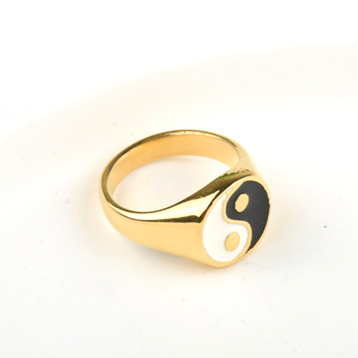 bagua yin yang stainless steel feng shui energy balance ring