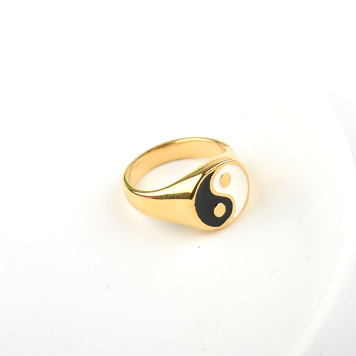 bagua yin yang stainless steel feng shui energy balance ring