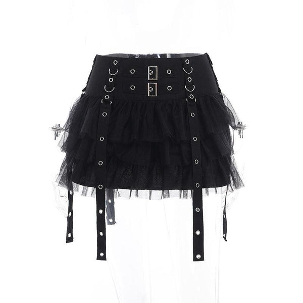 a black dark punk gothic short dress