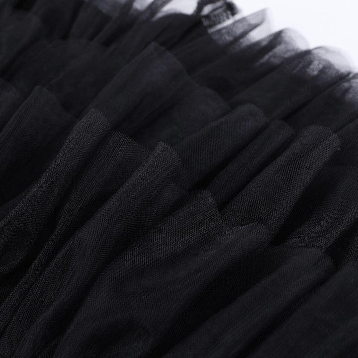 details of a black dark punk gothic short dress