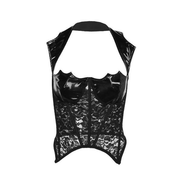 a black gothic leather sexy sleeveless top