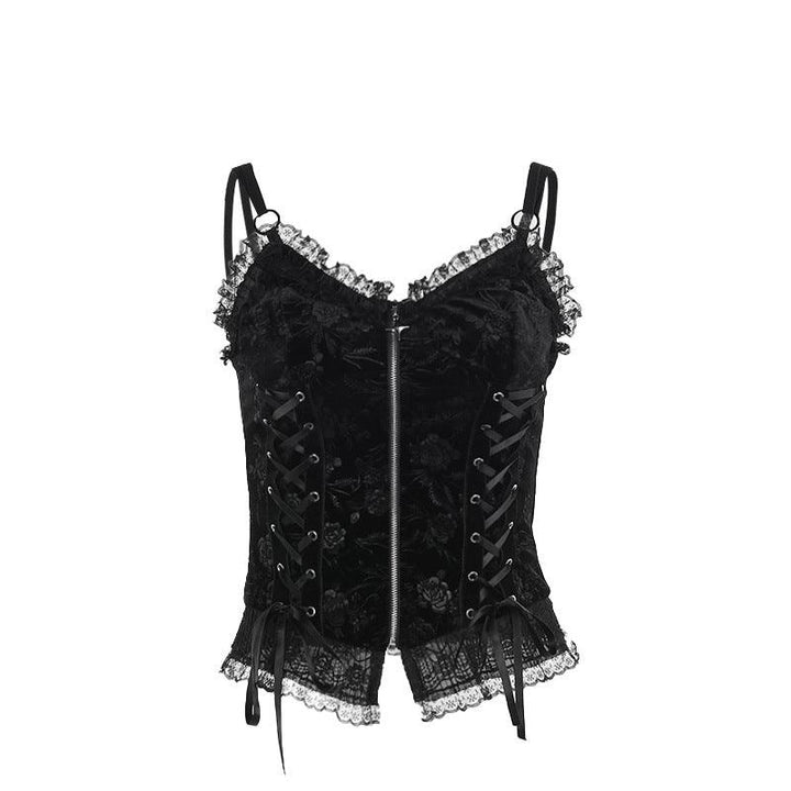 black gothic rose lace camisole top