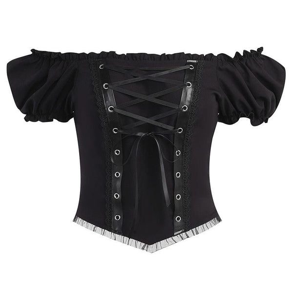 black gothic sleeveless lace up top