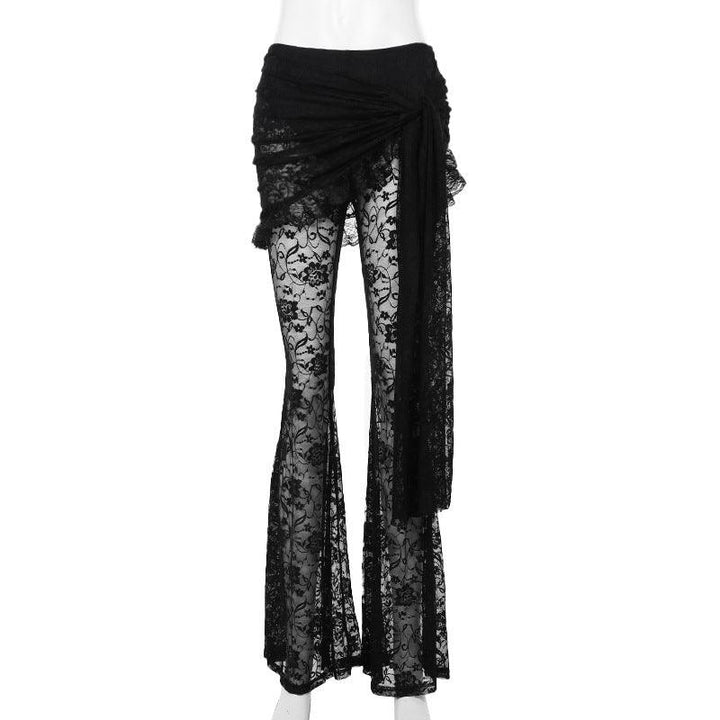 details of black red sexy gothic outfit long pant