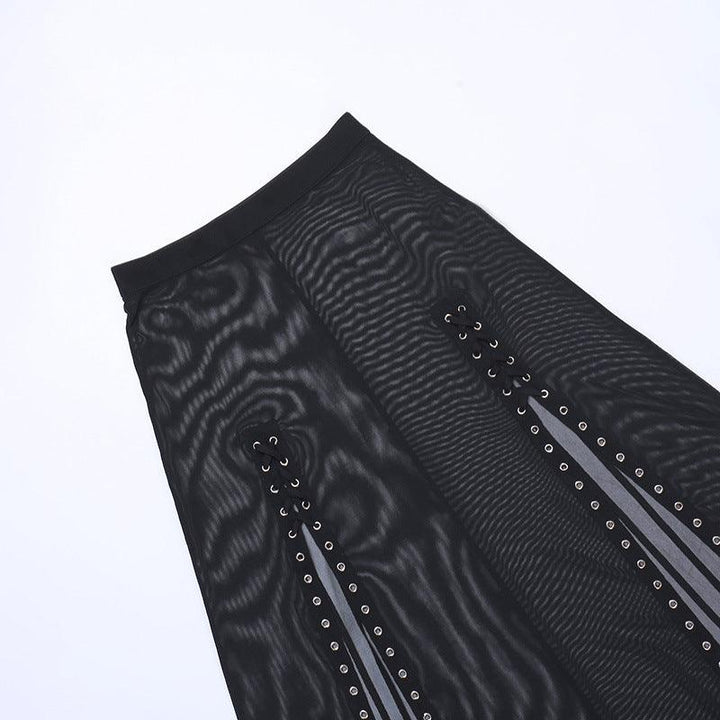 details of a black sexy gothic half body long dress