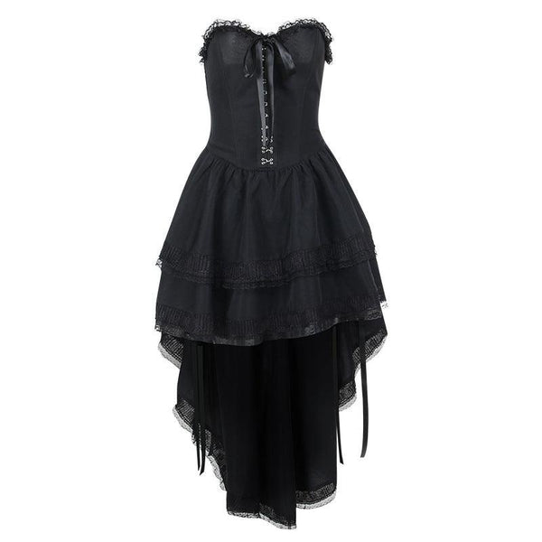 a black sleeveless lolita corset long dress