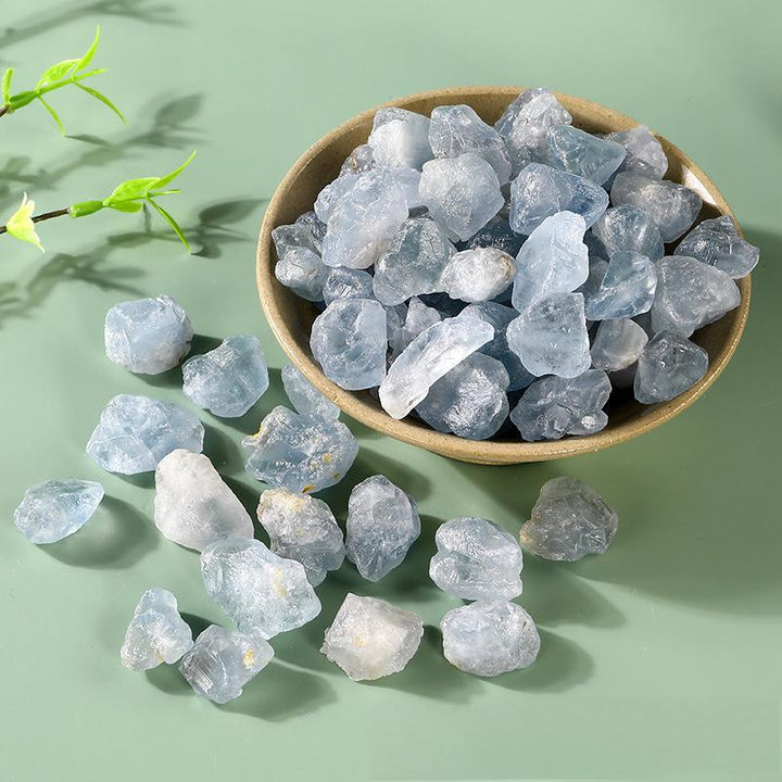 blue quartz crystal raw healing stone aromatherapy incense stone on the table