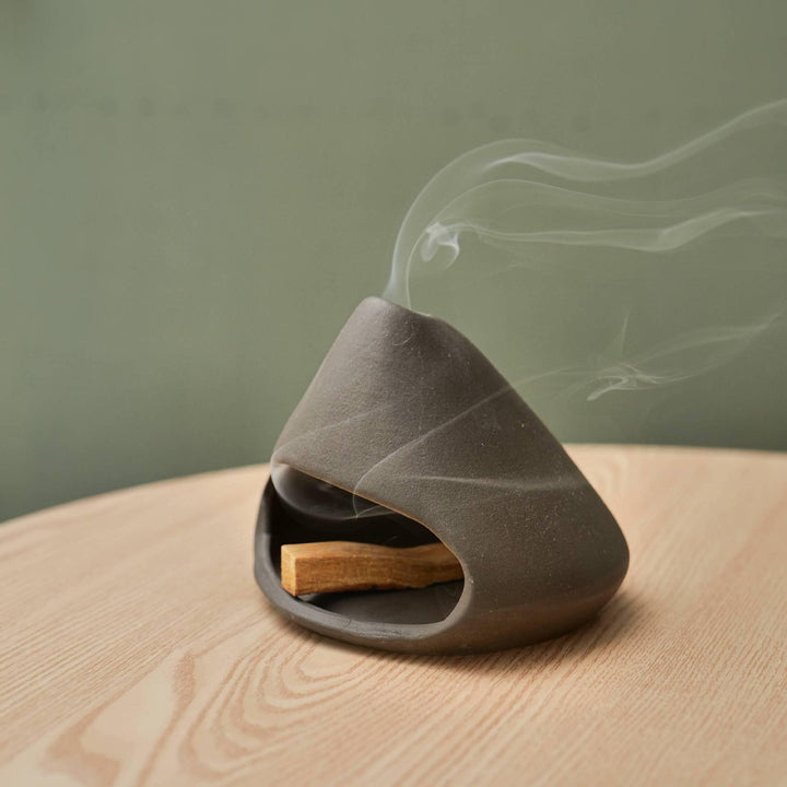 grey ceramic incense cone shape burner holder