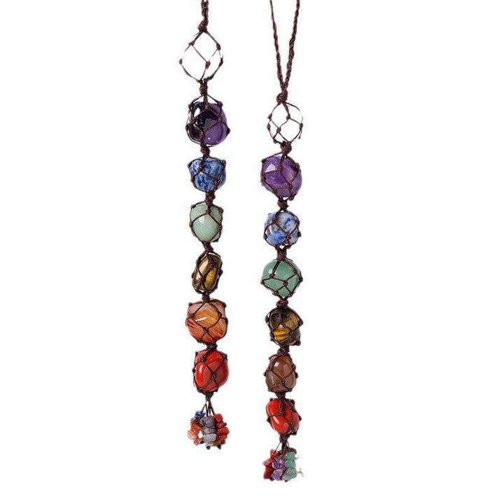 chakra crystal energy stone macrame pendant wall hanging