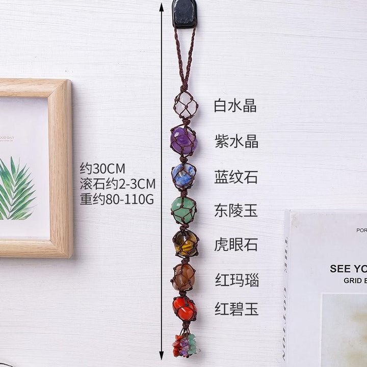 chakra crystal energy stone macrame pendant wall hanging