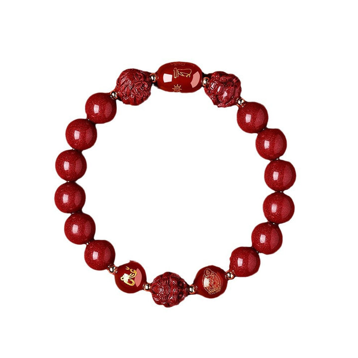 chinese zodiac natal buddha cinnabar protection beaded bracelet