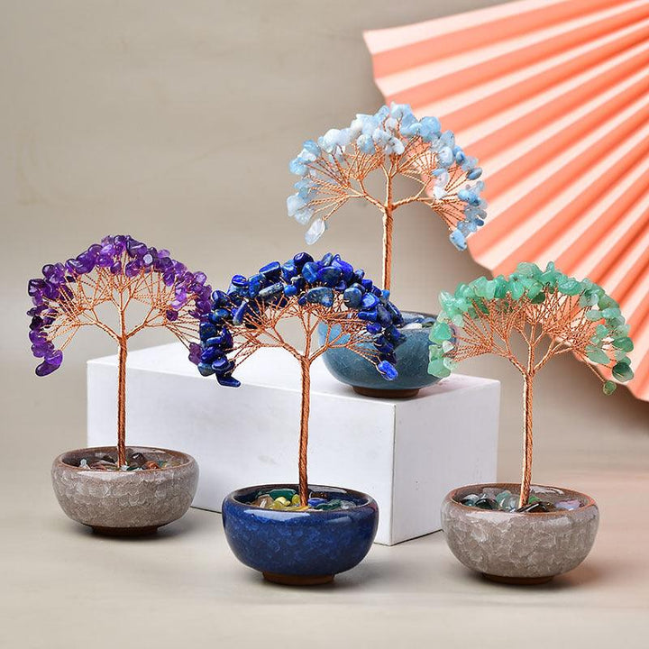 details of crystal bonsai tree office desktop ornament