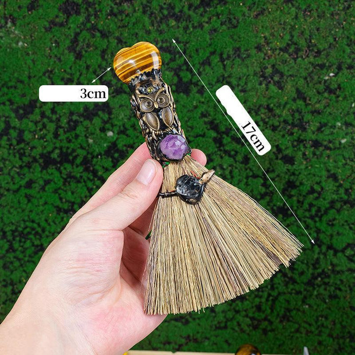 size of crystal magic broom raw stone heart shaped witchcrafts broom