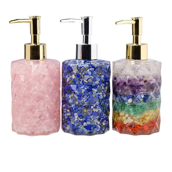 crystal stone press top dispenser bottle